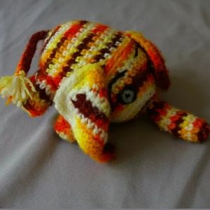 Vintage Crochet Knit Elephant Baby Toy Rattle